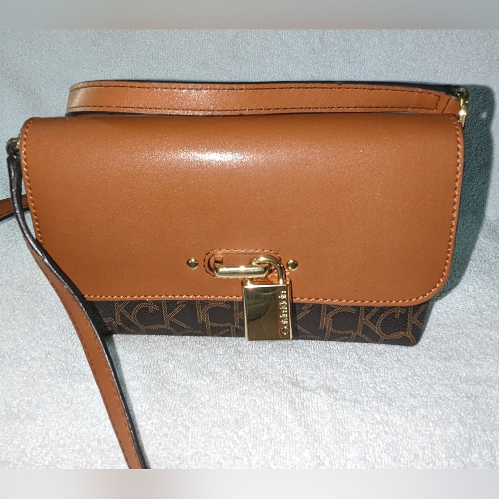 Calvin Klein brown signature Roxy crossbody bag.